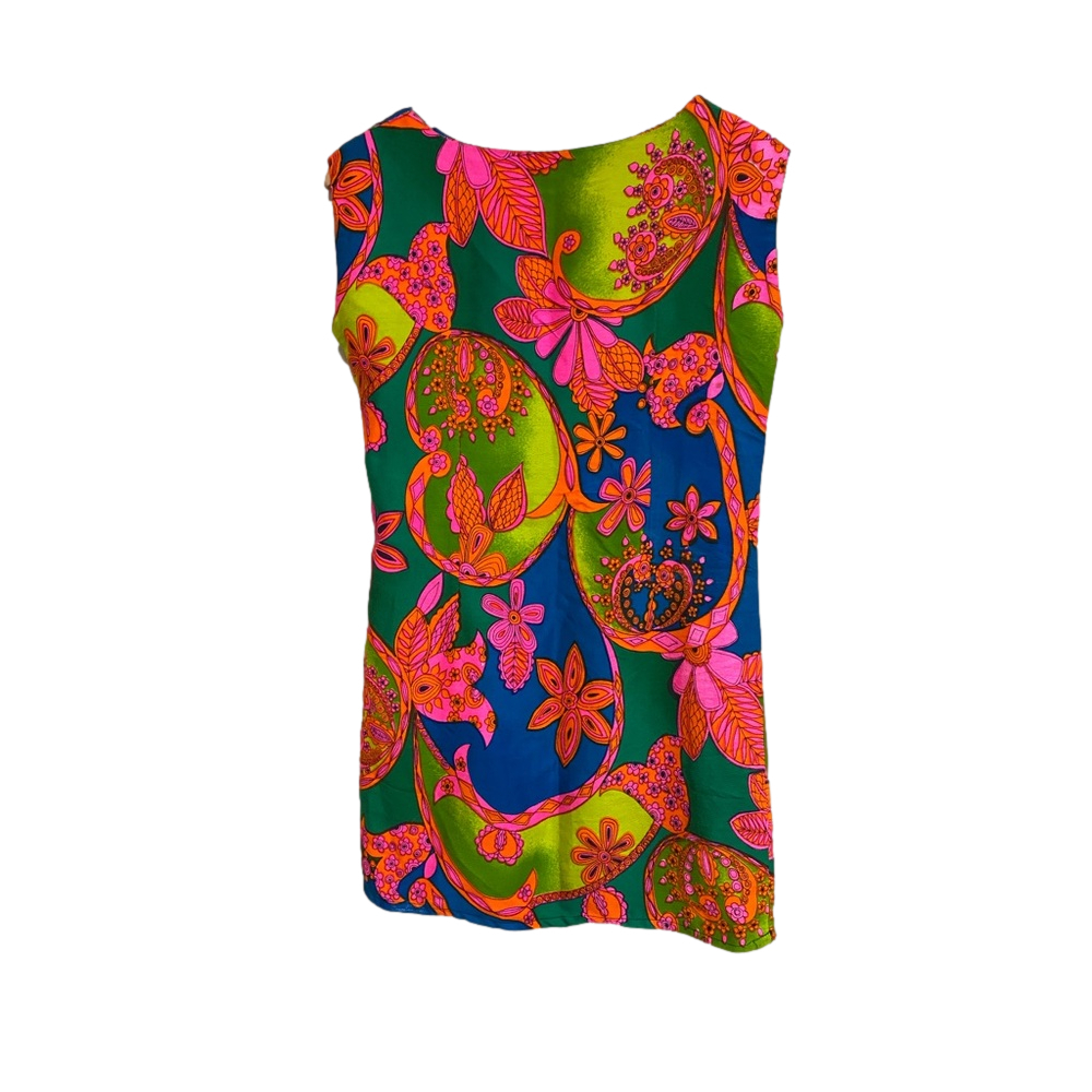 70's MOD handmade tunic - small - beautiful print and colors